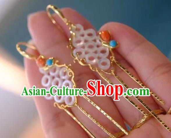 China Traditional Shell Ear Jewelry Accessories Classical Cheongsam Golden Tassel Earrings China Traditional Shell Ear Jewelry Accessories Classical Cheongsam Golden Tassel Earrings