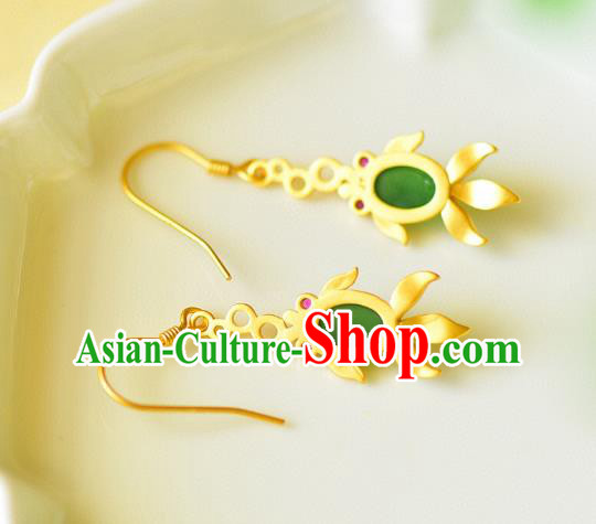 China Traditional Enamel Jade Ear Jewelry Accessories Classical Cheongsam Golden Fish Earrings China Traditional Enamel Jade Ear Jewelry Accessories Classical Cheongsam Golden Fish Earrings