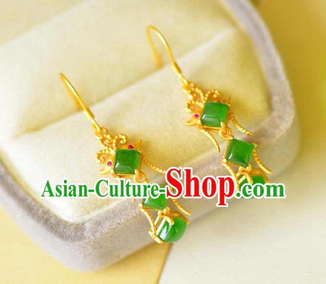 China Traditional Golden Butterfly Ear Jewelry Accessories Classical Cheongsam Jade Earrings China Traditional Golden Butterfly Ear Jewelry Accessories Classical Cheongsam Jade Earrings