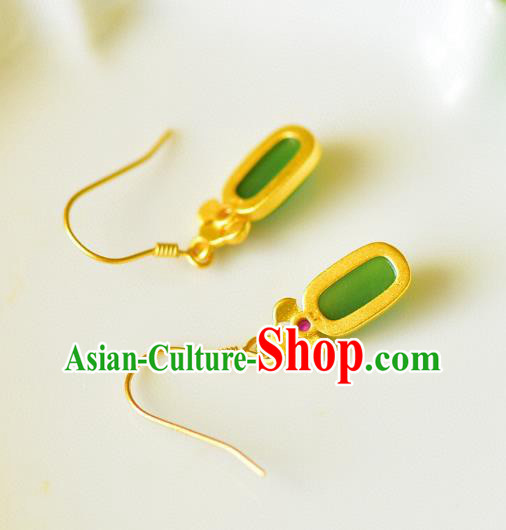 China Traditional Jade Golden Ear Jewelry Accessories Classical Cheongsam Enamel Earrings China Traditional Jade Golden Ear Jewelry Accessories Classical Cheongsam Enamel Earrings