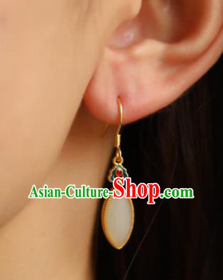 China Traditional Blueing Ear Jewelry Accessories Classical Cheongsam White Jade Earrings China Traditional Blueing Ear Jewelry Accessories Classical Cheongsam White Jade Earrings