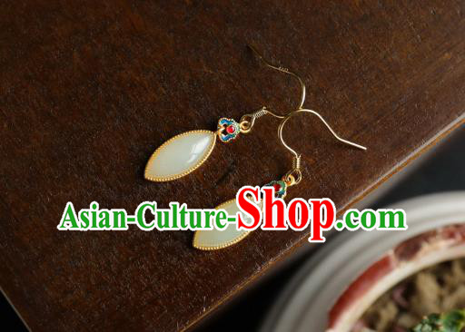 China Traditional Blueing Ear Jewelry Accessories Classical Cheongsam White Jade Earrings China Traditional Blueing Ear Jewelry Accessories Classical Cheongsam White Jade Earrings