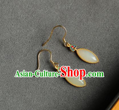 China Traditional Blueing Ear Jewelry Accessories Classical Cheongsam White Jade Earrings China Traditional Blueing Ear Jewelry Accessories Classical Cheongsam White Jade Earrings