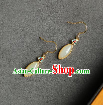 China Traditional Blueing Ear Jewelry Accessories Classical Cheongsam White Jade Earrings China Traditional Blueing Ear Jewelry Accessories Classical Cheongsam White Jade Earrings