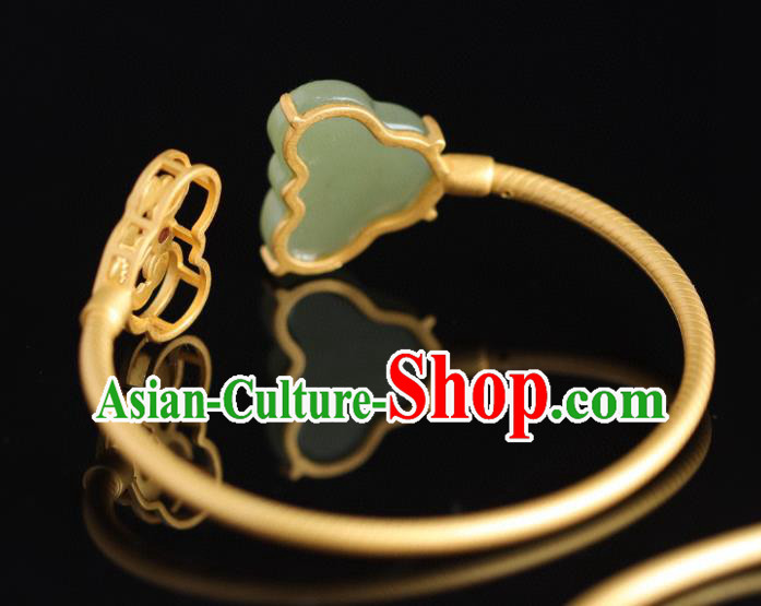 China Handmade Golden Bracelet Accessories Traditional National Jade Cloud Bangle Jewelry China Handmade Golden Bracelet Accessories Traditional National Jade Cloud Bangle Jewelry