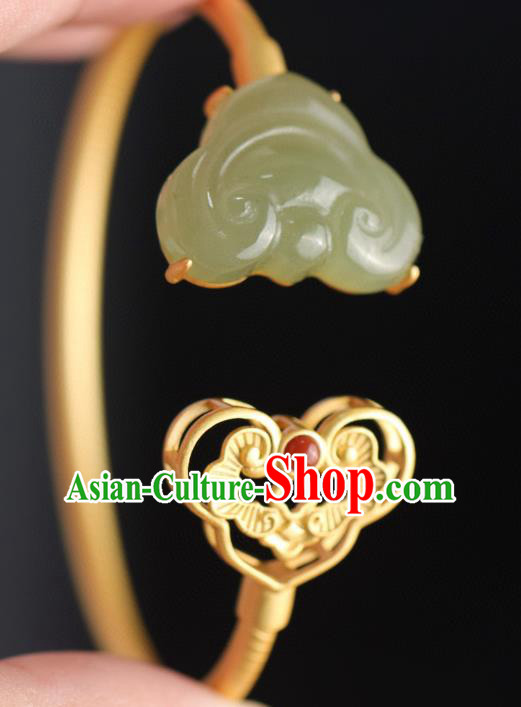 China Handmade Golden Bracelet Accessories Traditional National Jade Cloud Bangle Jewelry China Handmade Golden Bracelet Accessories Traditional National Jade Cloud Bangle Jewelry