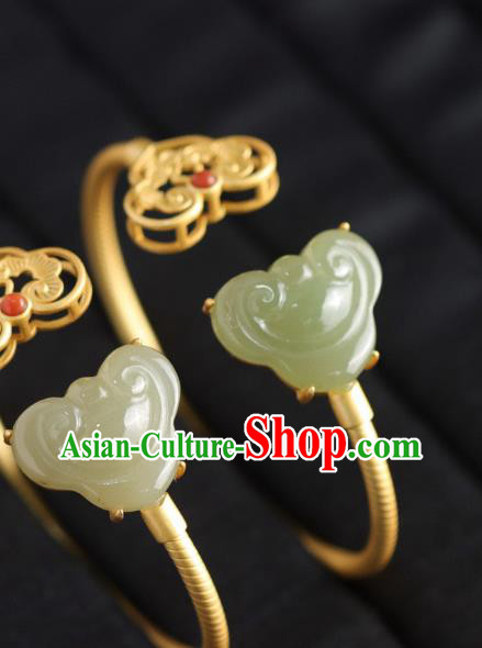 China Handmade Golden Bracelet Accessories Traditional National Jade Cloud Bangle Jewelry China Handmade Golden Bracelet Accessories Traditional National Jade Cloud Bangle Jewelry