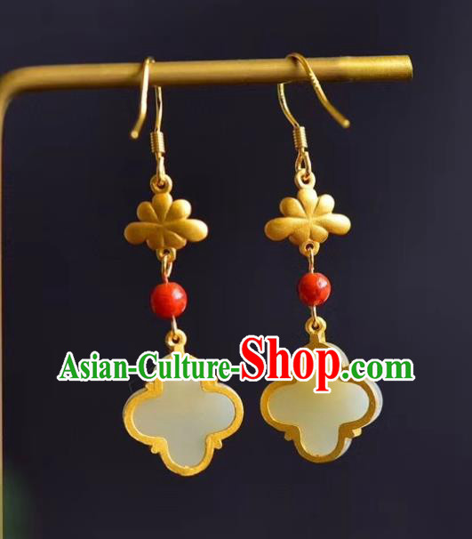 China Traditional Enamel Flower Ear Jewelry Accessories Classical Cheongsam Pearl Jade Earrings China Traditional Enamel Flower Ear Jewelry Accessories Classical Cheongsam Pearl Jade Earrings