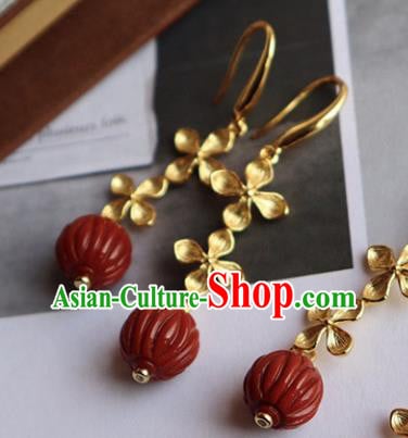 China Traditional Agate Ear Jewelry Accessories Classical Cheongsam Golden Flowers Earrings China Traditional Agate Ear Jewelry Accessories Classical Cheongsam Golden Flowers Earrings
