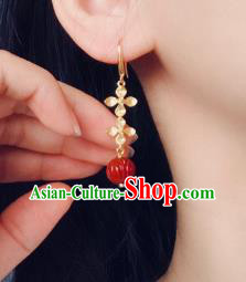 China Traditional Agate Ear Jewelry Accessories Classical Cheongsam Golden Flowers Earrings China Traditional Agate Ear Jewelry Accessories Classical Cheongsam Golden Flowers Earrings