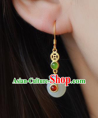 China Traditional Enamel Cloud Ear Jewelry Accessories Classical Cheongsam Hetian Jade Earrings