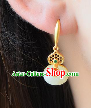China Traditional Ear Jewelry Accessories Classical Cheongsam Jade Gourd Earrings China Traditional Ear Jewelry Accessories Classical Cheongsam Jade Gourd Earrings