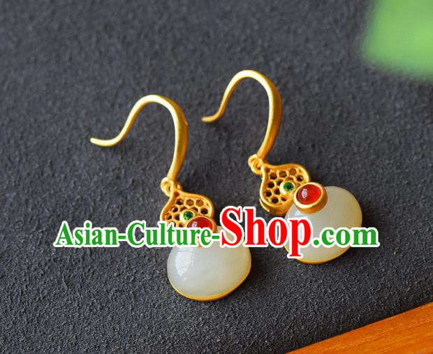China Traditional Ear Jewelry Accessories Classical Cheongsam Jade Gourd Earrings China Traditional Ear Jewelry Accessories Classical Cheongsam Jade Gourd Earrings