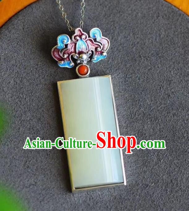 China Handmade Blueing Bat Necklet Pendant Accessories Traditional Cheongsam Jade Necklace Jewelry China Handmade Blueing Bat Necklet Pendant Accessories Traditional Cheongsam Jade Necklace Jewelry