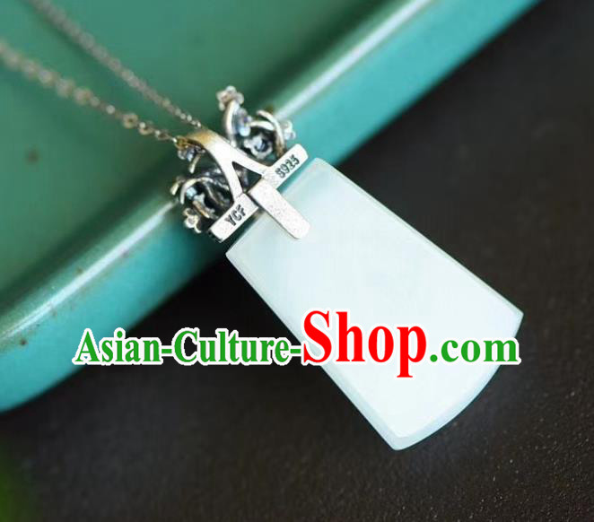 China Traditional Cheongsam Jade Necklace Jewelry Handmade Silver Plum Necklet Pendant Accessories China Traditional Cheongsam Jade Necklace Jewelry Handmade Silver Plum Necklet Pendant Accessories