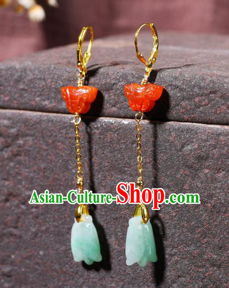 China Traditional Jade Cicada Ear Jewelry Accessories Classical Cheongsam Agate Butterfly Earrings China Traditional Jade Cicada Ear Jewelry Accessories Classical Cheongsam Agate Butterfly Earrings