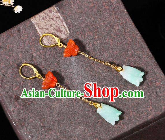 China Traditional Jade Cicada Ear Jewelry Accessories Classical Cheongsam Agate Butterfly Earrings China Traditional Jade Cicada Ear Jewelry Accessories Classical Cheongsam Agate Butterfly Earrings