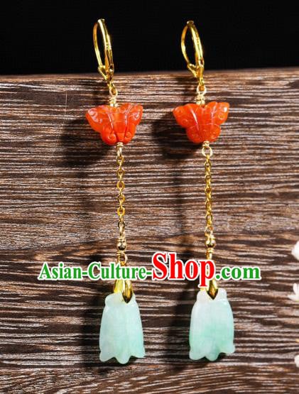 China Traditional Jade Cicada Ear Jewelry Accessories Classical Cheongsam Agate Butterfly Earrings China Traditional Jade Cicada Ear Jewelry Accessories Classical Cheongsam Agate Butterfly Earrings