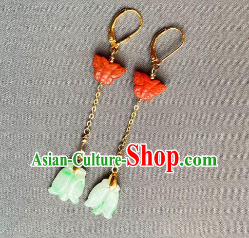 China Traditional Jade Cicada Ear Jewelry Accessories Classical Cheongsam Agate Butterfly Earrings China Traditional Jade Cicada Ear Jewelry Accessories Classical Cheongsam Agate Butterfly Earrings