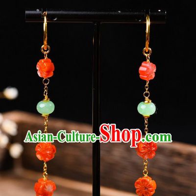 China Traditional Ear Jewelry Accessories Classical Cheongsam Agate Plum Blossom Earrings