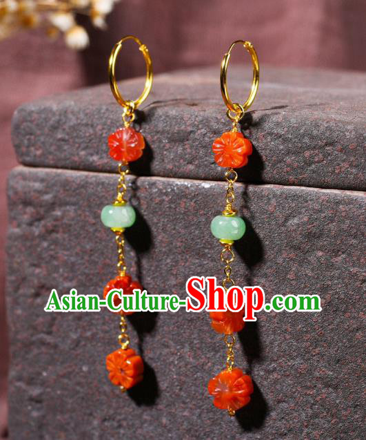 China Traditional Ear Jewelry Accessories Classical Cheongsam Agate Plum Blossom Earrings China Traditional Ear Jewelry Accessories Classical Cheongsam Agate Plum Blossom Earrings