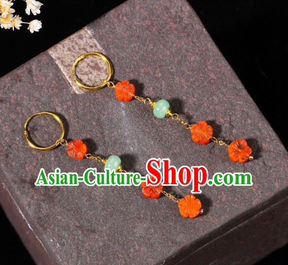 China Traditional Ear Jewelry Accessories Classical Cheongsam Agate Plum Blossom Earrings China Traditional Ear Jewelry Accessories Classical Cheongsam Agate Plum Blossom Earrings