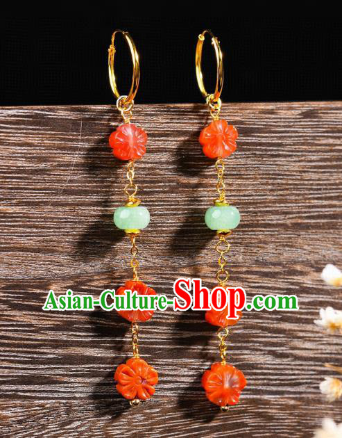 China Traditional Ear Jewelry Accessories Classical Cheongsam Agate Plum Blossom Earrings China Traditional Ear Jewelry Accessories Classical Cheongsam Agate Plum Blossom Earrings