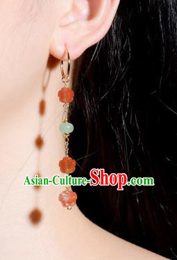 China Traditional Ear Jewelry Accessories Classical Cheongsam Agate Plum Blossom Earrings China Traditional Ear Jewelry Accessories Classical Cheongsam Agate Plum Blossom Earrings