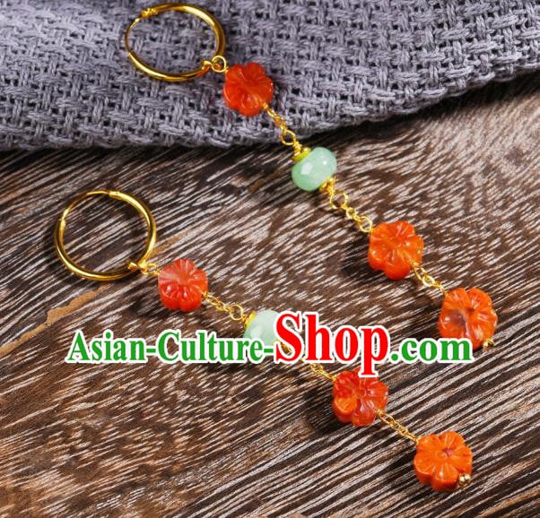 China Traditional Ear Jewelry Accessories Classical Cheongsam Agate Plum Blossom Earrings China Traditional Ear Jewelry Accessories Classical Cheongsam Agate Plum Blossom Earrings