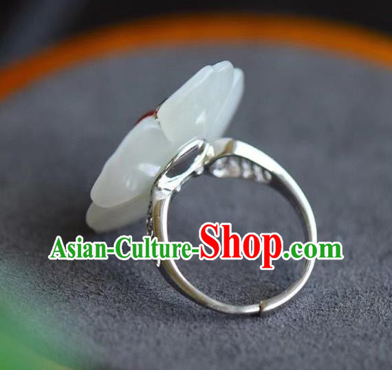 Chinese National Wedding Jade Plum Ring Handmade Jewelry Accessories Classical Blueing Silver Circlet Chinese National Wedding Jade Plum Ring Handmade Jewelry Accessories Classical Blueing Silver Circlet