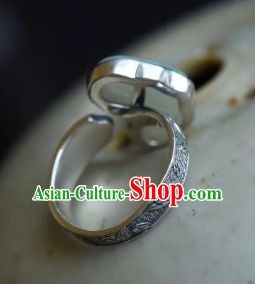 Chinese National Silver Carving Ring Handmade Jewelry Accessories Classical Jade Cloud Circlet Chinese National Silver Carving Ring Handmade Jewelry Accessories Classical Jade Cloud Circlet