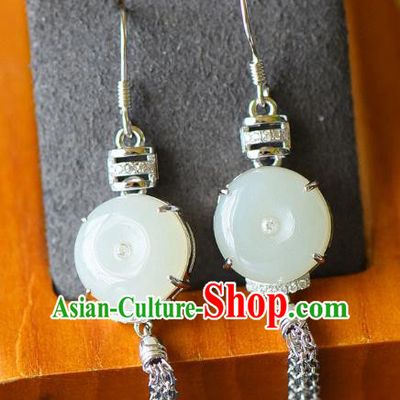 China Traditional Jade Buckle Ear Jewelry Accessories Classical Cheongsam Crystal Earrings