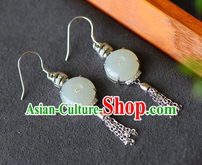 China Traditional Jade Buckle Ear Jewelry Accessories Classical Cheongsam Crystal Earrings China Traditional Jade Buckle Ear Jewelry Accessories Classical Cheongsam Crystal Earrings