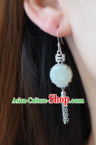 China Traditional Jade Buckle Ear Jewelry Accessories Classical Cheongsam Crystal Earrings China Traditional Jade Buckle Ear Jewelry Accessories Classical Cheongsam Crystal Earrings
