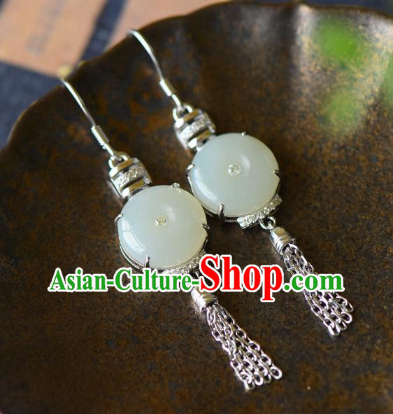 China Traditional Jade Buckle Ear Jewelry Accessories Classical Cheongsam Crystal Earrings China Traditional Jade Buckle Ear Jewelry Accessories Classical Cheongsam Crystal Earrings