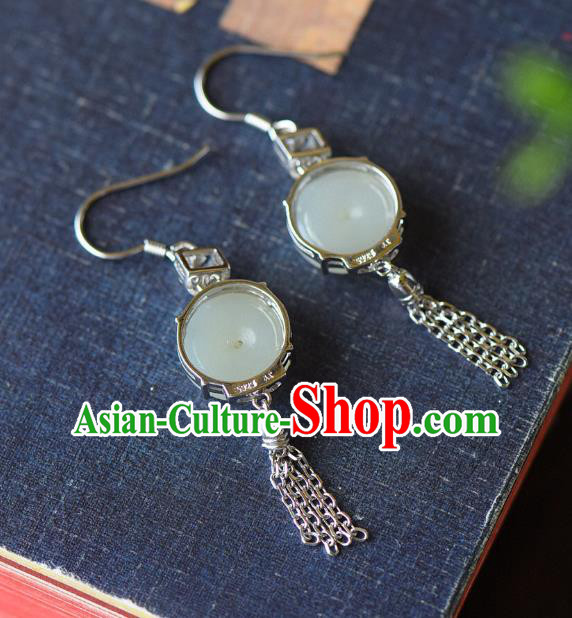 China Traditional Jade Buckle Ear Jewelry Accessories Classical Cheongsam Crystal Earrings China Traditional Jade Buckle Ear Jewelry Accessories Classical Cheongsam Crystal Earrings