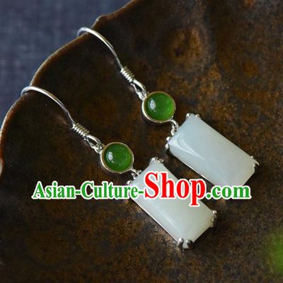 China Classical Cheongsam Earrings Traditional Jade Ear Jewelry Accessories