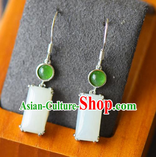 China Classical Cheongsam Earrings Traditional Jade Ear Jewelry Accessories China Classical Cheongsam Earrings Traditional Jade Ear Jewelry Accessories