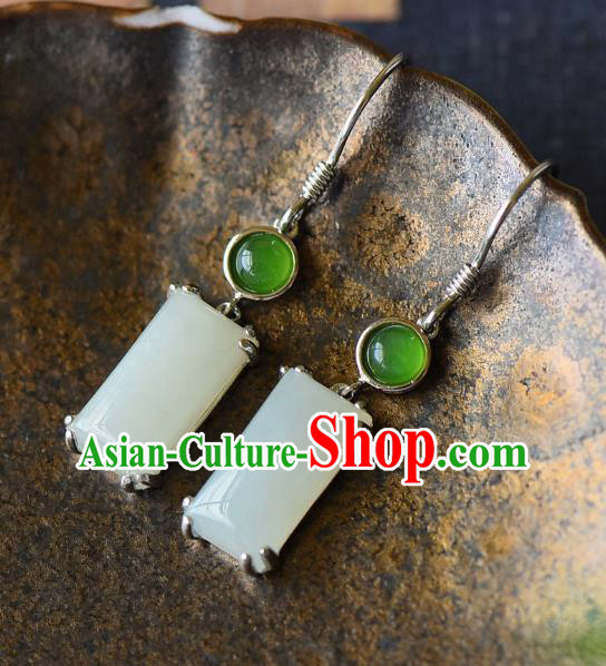 China Classical Cheongsam Earrings Traditional Jade Ear Jewelry Accessories China Classical Cheongsam Earrings Traditional Jade Ear Jewelry Accessories