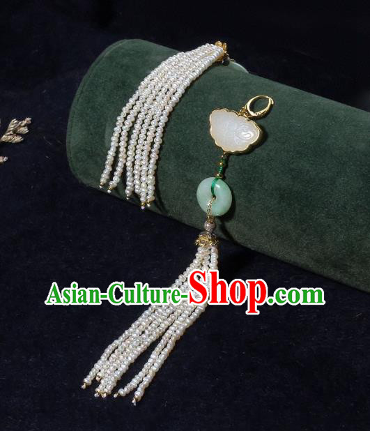 China Traditional Pearls Long Tassel Ear Jewelry Accessories Classical Cheongsam Jade Butterfly Earrings China Traditional Pearls Long Tassel Ear Jewelry Accessories Classical Cheongsam Jade Butterfly Earrings