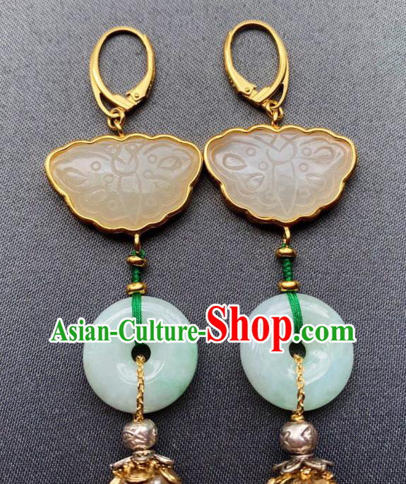 China Traditional Pearls Long Tassel Ear Jewelry Accessories Classical Cheongsam Jade Butterfly Earrings China Traditional Pearls Long Tassel Ear Jewelry Accessories Classical Cheongsam Jade Butterfly Earrings