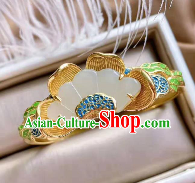 China Handmade Cloisonne Jade Bracelet Accessories Traditional National Golden Bangle Jewelry China Handmade Cloisonne Jade Bracelet Accessories Traditional National Golden Bangle Jewelry