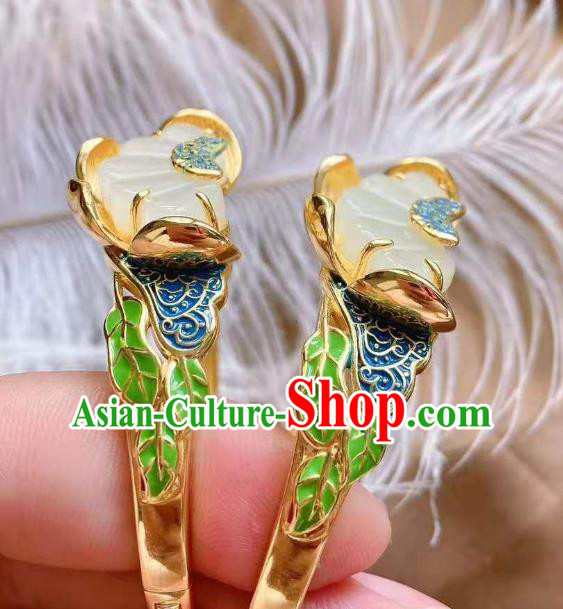 China Handmade Cloisonne Jade Bracelet Accessories Traditional National Golden Bangle Jewelry China Handmade Cloisonne Jade Bracelet Accessories Traditional National Golden Bangle Jewelry