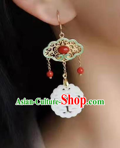 China Traditional Wedding Ear Jewelry Accessories Classical Cheongsam Jade Blueing Earrings China Traditional Wedding Ear Jewelry Accessories Classical Cheongsam Jade Blueing Earrings