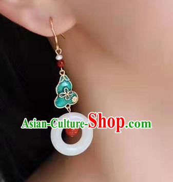 China Traditional Wedding Jade Ear Jewelry Accessories Classical Cheongsam Cloisonne Gourd Earrings China Traditional Wedding Jade Ear Jewelry Accessories Classical Cheongsam Cloisonne Gourd Earrings