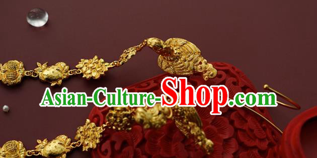 China Traditional Ming Dynasty Court Ear Jewelry Accessories Ancient Empress Golden Phoenix Earrings China Traditional Ming Dynasty Court Ear Jewelry Accessories Ancient Empress Golden Phoenix Earrings