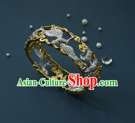 China Handmade Silver Cranes Bracelet Accessories Traditional National Bangle Jewelry China Handmade Silver Cranes Bracelet Accessories Traditional National Bangle Jewelry