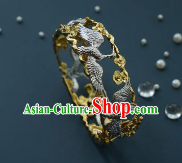 China Handmade Silver Cranes Bracelet Accessories Traditional National Bangle Jewelry China Handmade Silver Cranes Bracelet Accessories Traditional National Bangle Jewelry