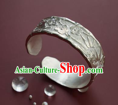 China Handmade Silver Bracelet Accessories Traditional National Carving Pine Bamboo Plum Bangle Jewelry China Handmade Silver Bracelet Accessories Traditional National Carving Pine Bamboo Plum Bangle Jewelry