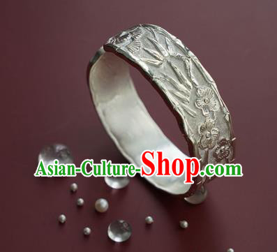 China Handmade Silver Bracelet Accessories Traditional National Carving Pine Bamboo Plum Bangle Jewelry China Handmade Silver Bracelet Accessories Traditional National Carving Pine Bamboo Plum Bangle Jewelry